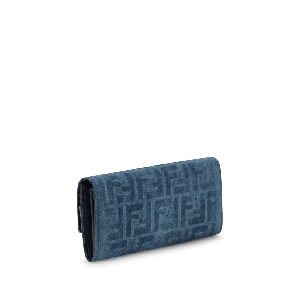 Fendi Blaue Geldbörse aus Baumwolle-3