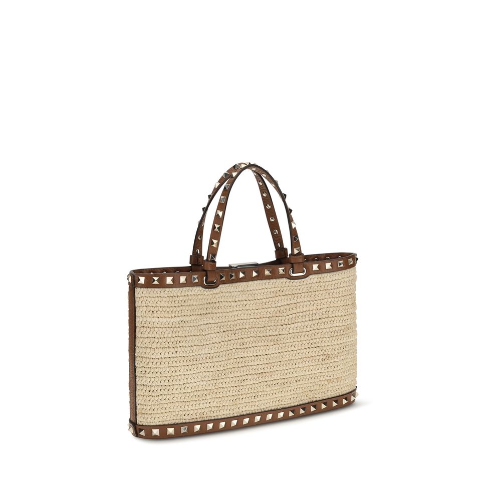 Valentino Garavani Beige Raffia Shoulder Bag-3