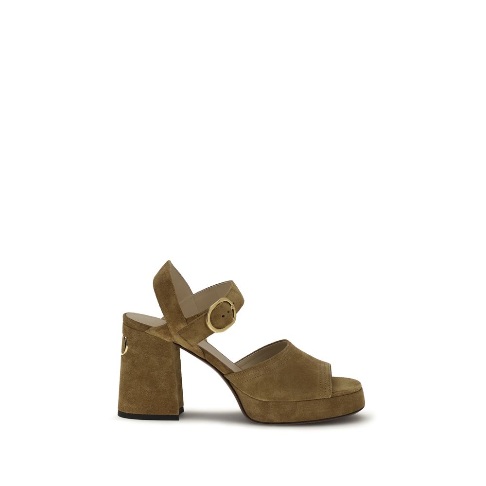 Valentino Garavani Beige Calfskin Bos Taurus Platform Sandals-1
