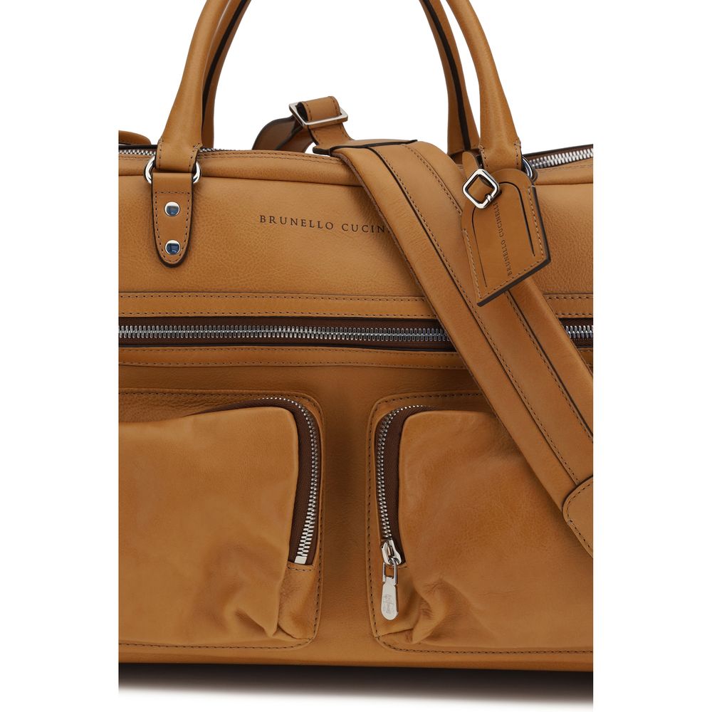 Brunello Cucinelli Braune Kalbsleder Bos Taurus Gepäck und Reise-4