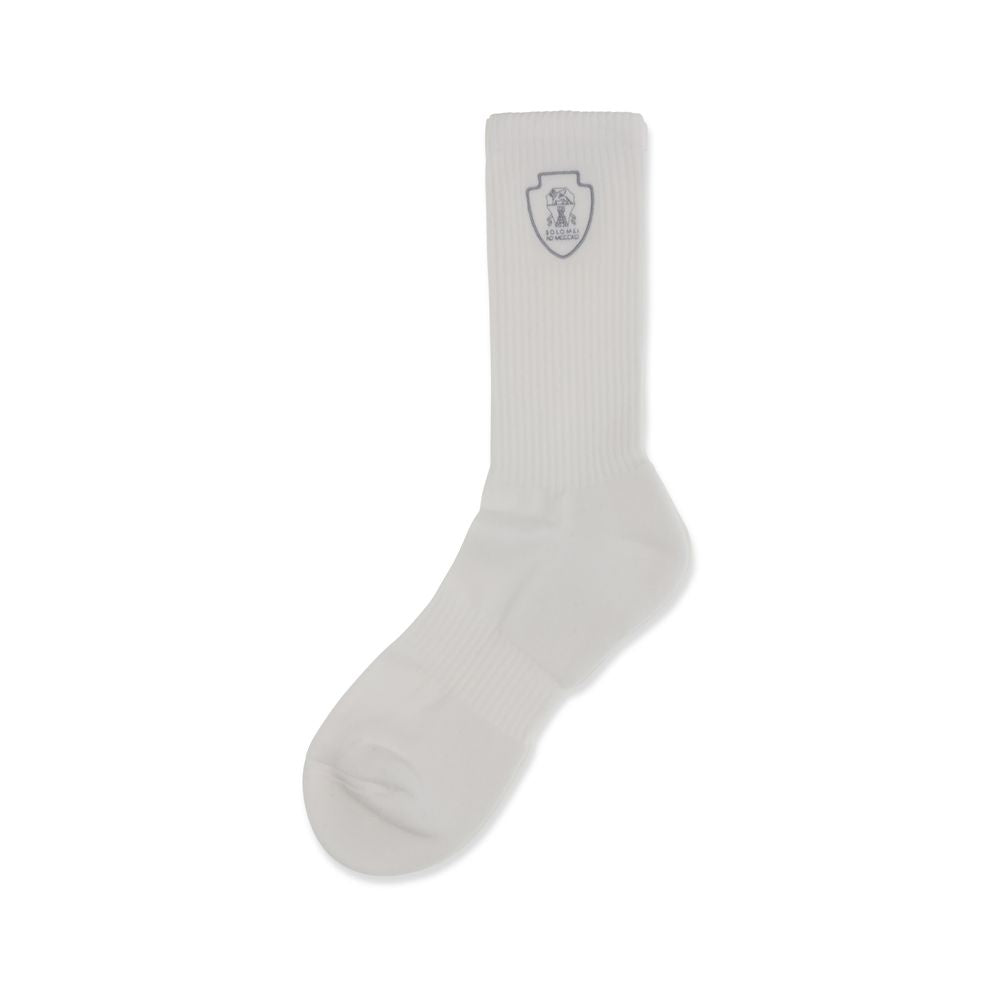 Brunello Cucinelli White Cotton Socks-1