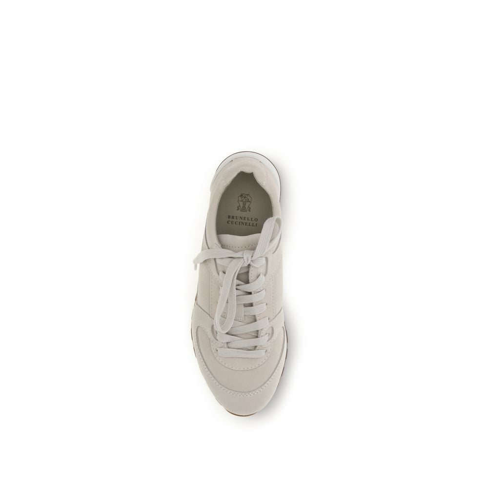 Brunello Cucinelli Beige Calf Leather Bos Taurus Low Top Sneakers-4