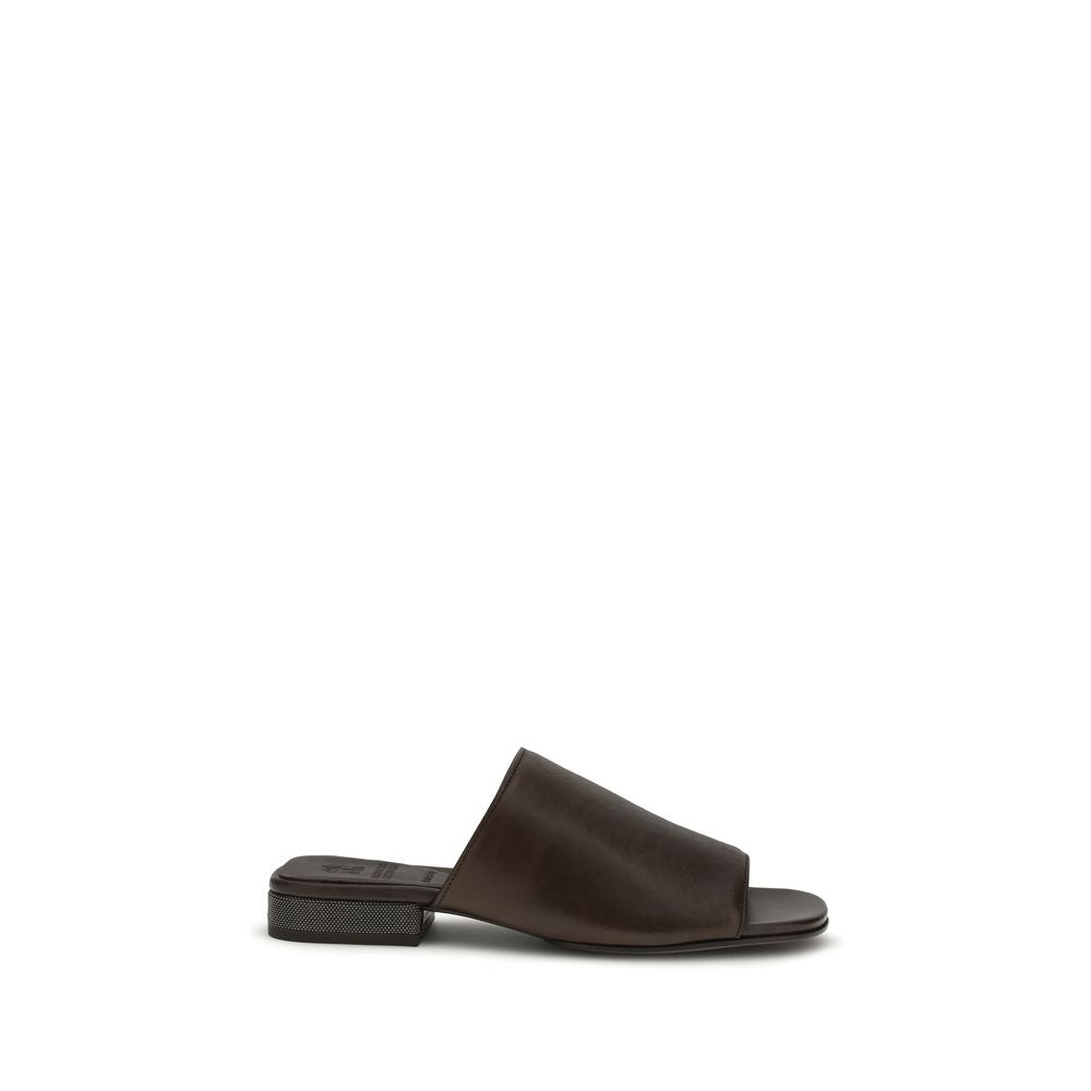 Brunello Cucinelli Brown Calfskin Sandals Bos Taurus-1