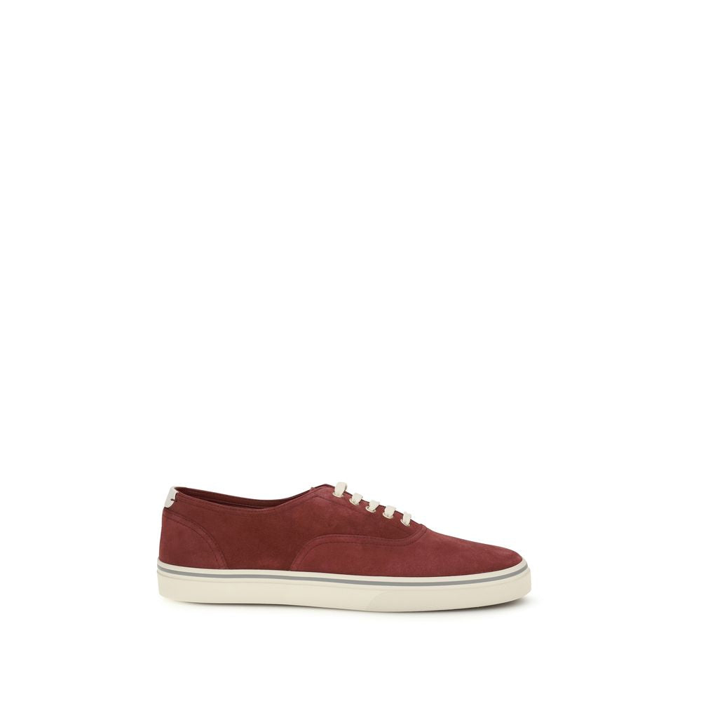 Brunello Cucinelli Bordeaux Calf Leather Bos Taurus Low Top Sneakers-1