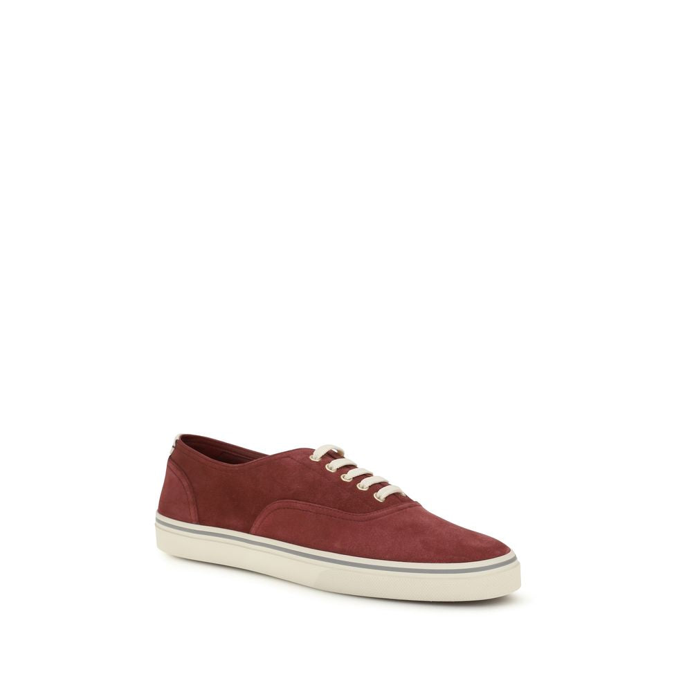 Brunello Cucinelli Bordeaux Calf Leather Bos Taurus Low Top Sneakers-2