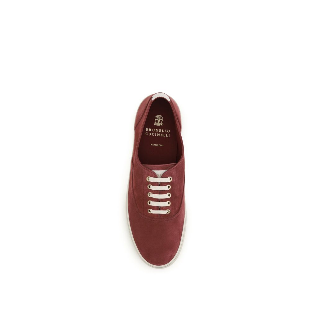Brunello Cucinelli Bordeaux Calf Leather Bos Taurus Low Top Sneakers-4