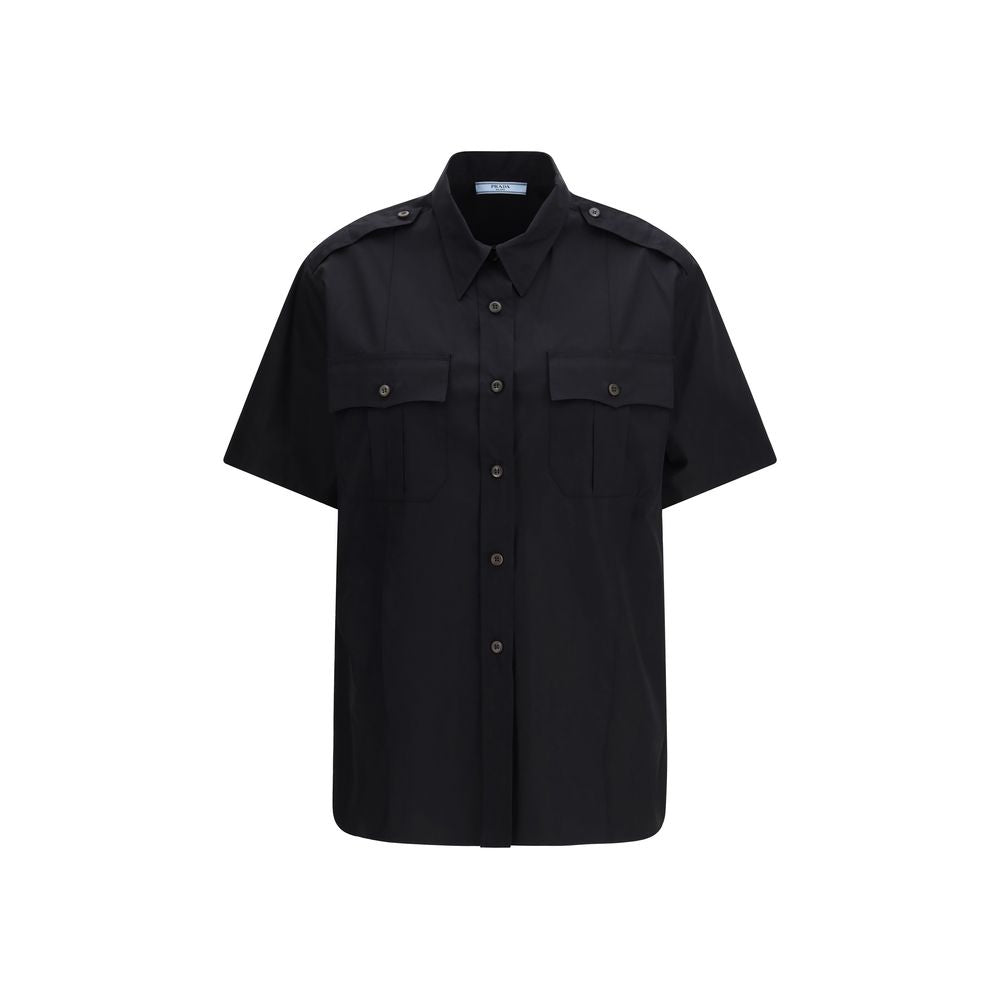 Prada Black Cotton Short-Sleeved T-Shirt-1