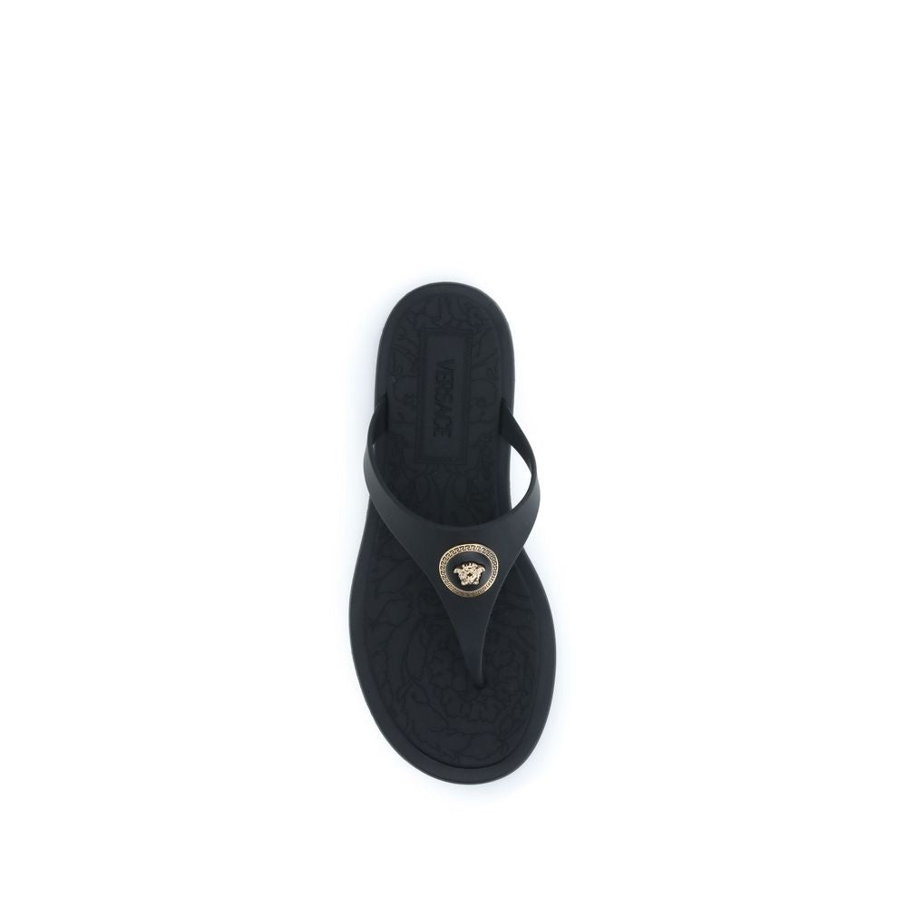 Versace Black Rubber Flip-Flops-4