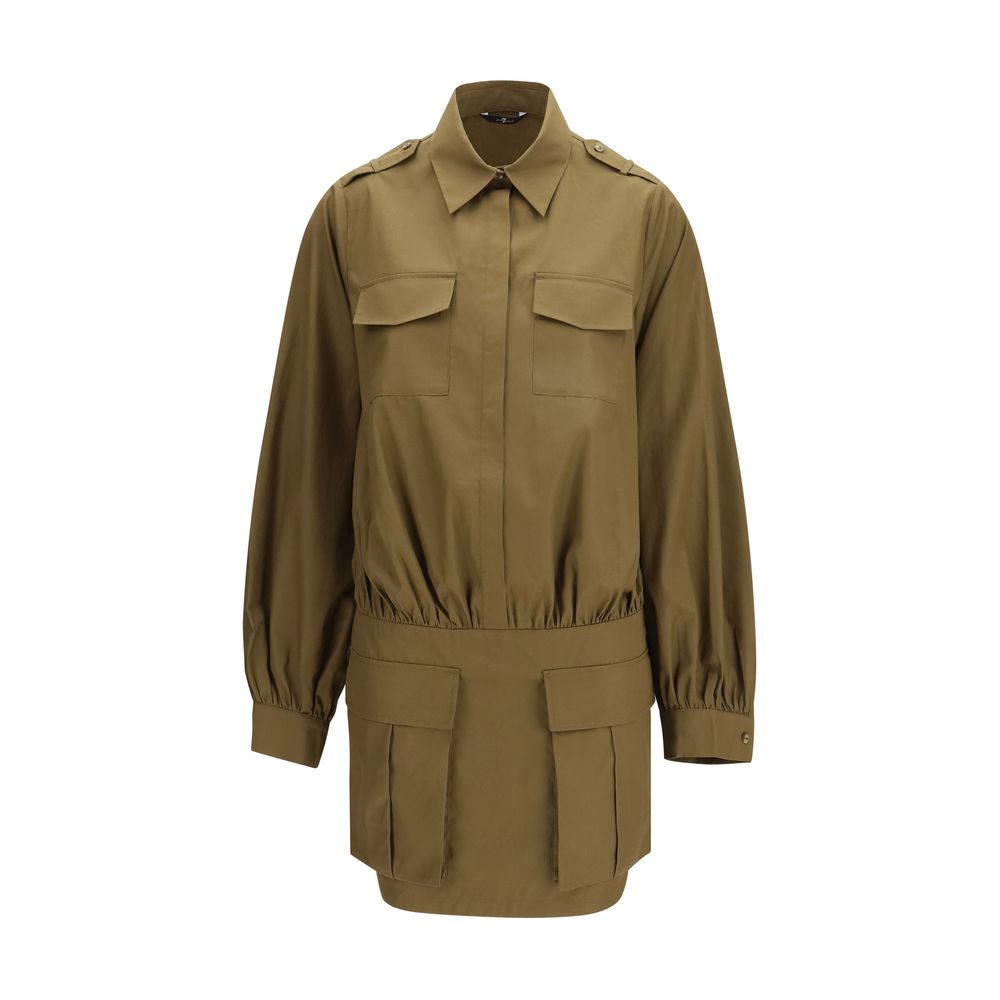 7FOR Braunes Baumwoll-Freizeitkleid