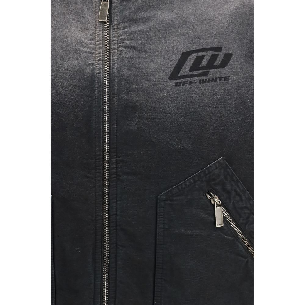 Off-White Schwarzer Bomber aus Baumwolle-3