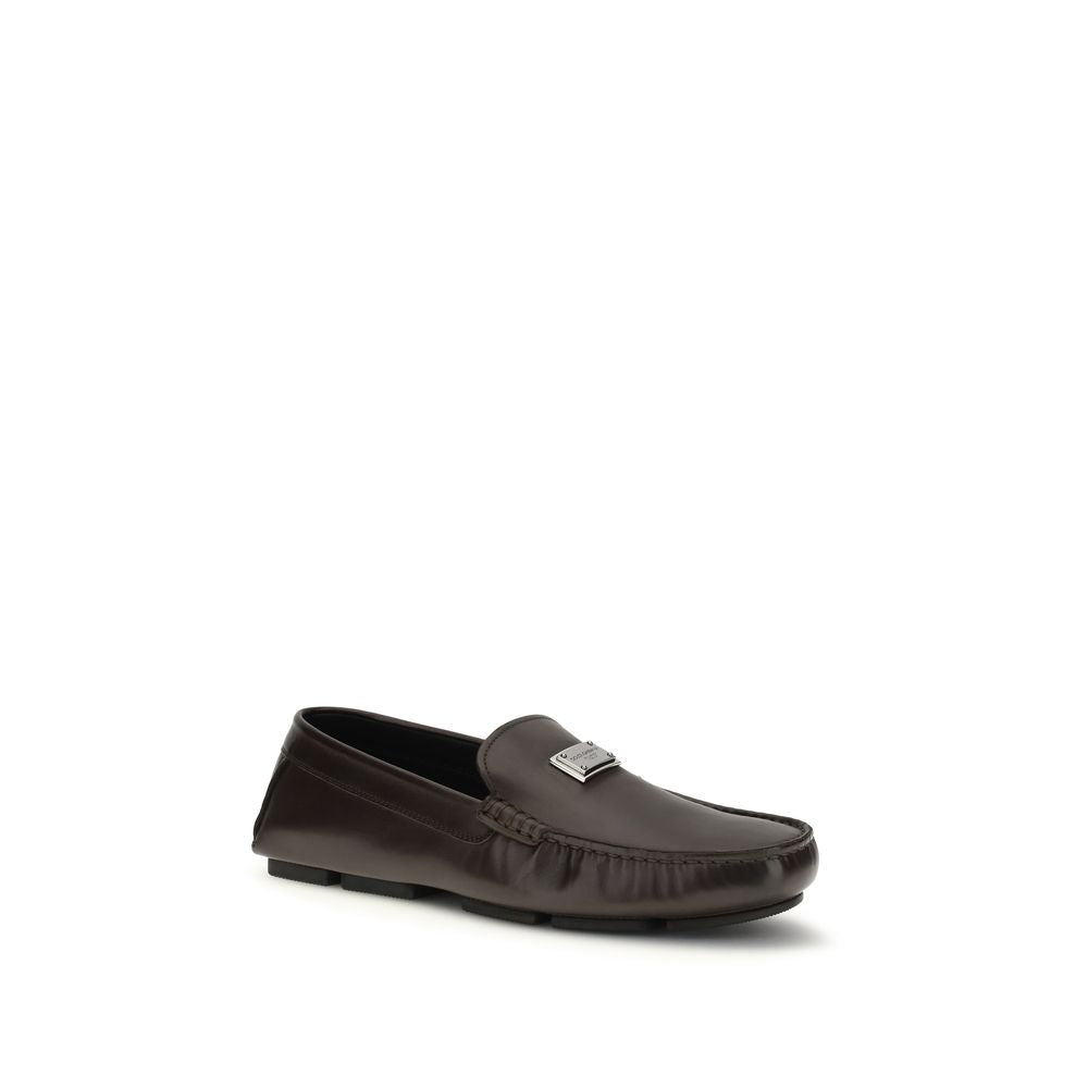 Dolce & Gabbana Braune Kalbsleder Bos Taurus Loafer zum Hineinschlüpfen-2