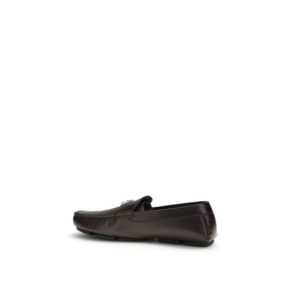 Dolce & Gabbana Braune Kalbsleder Bos Taurus Loafer zum Hineinschlüpfen-3