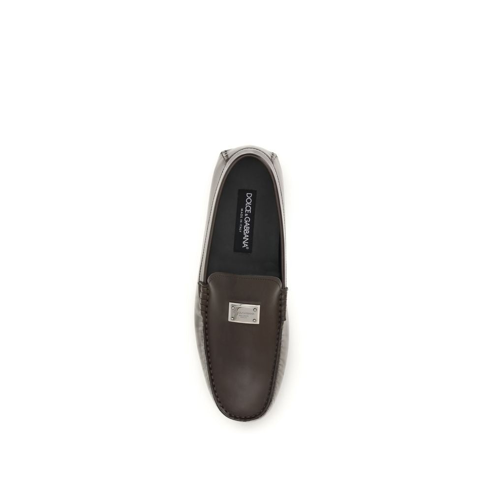 Dolce & Gabbana Braune Kalbsleder Bos Taurus Loafer zum Hineinschlüpfen-4