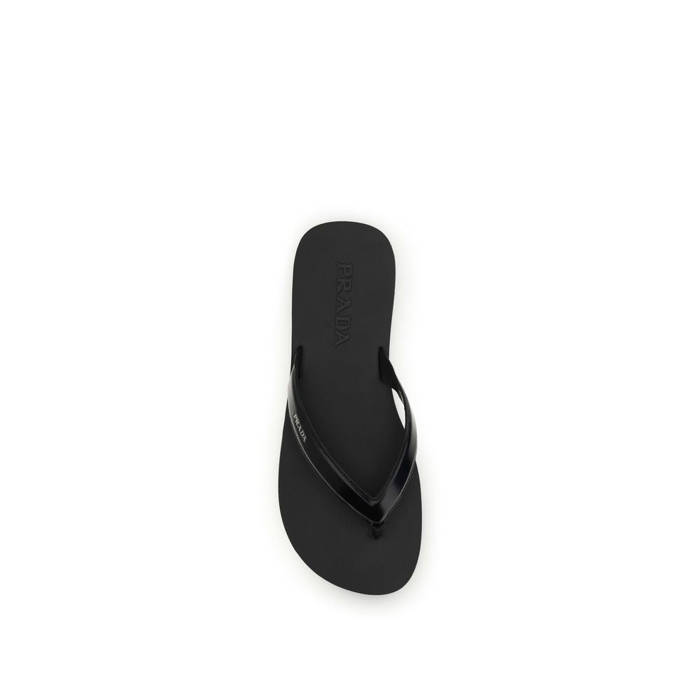 Prada Schwarze Bos Taurus Kalbsleder-Flip-Flop-Sandalen-4