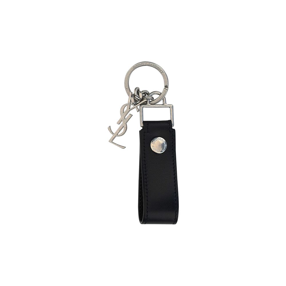 Saint Laurent Black Calfskin Bos Taurus Keyring-1