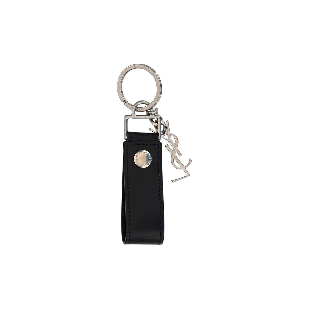 Saint Laurent Black Calfskin Bos Taurus Keyring-2