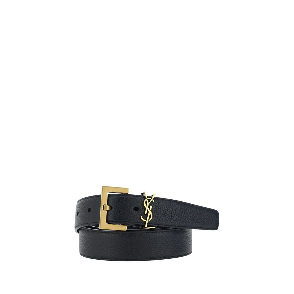 Saint Laurent Black Calfskin Bos Taurus Regular Belt-1