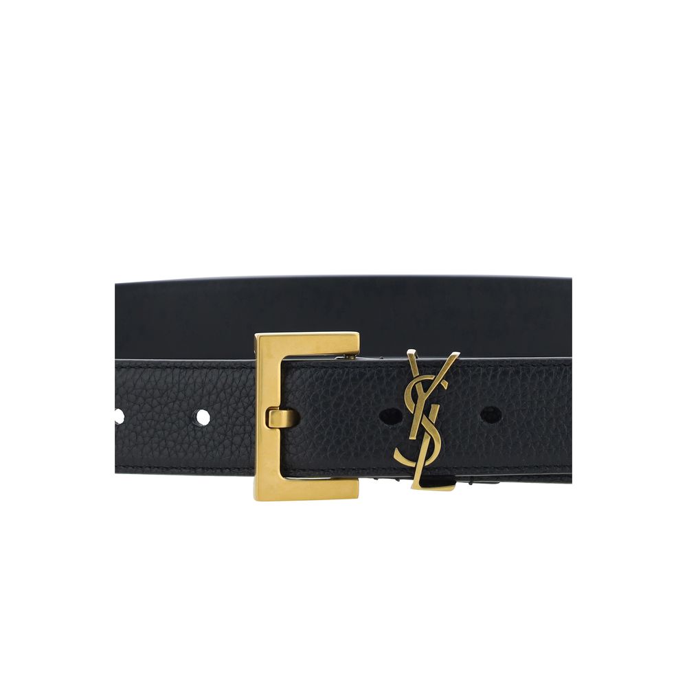 Saint Laurent Black Calfskin Bos Taurus Regular Belt-3
