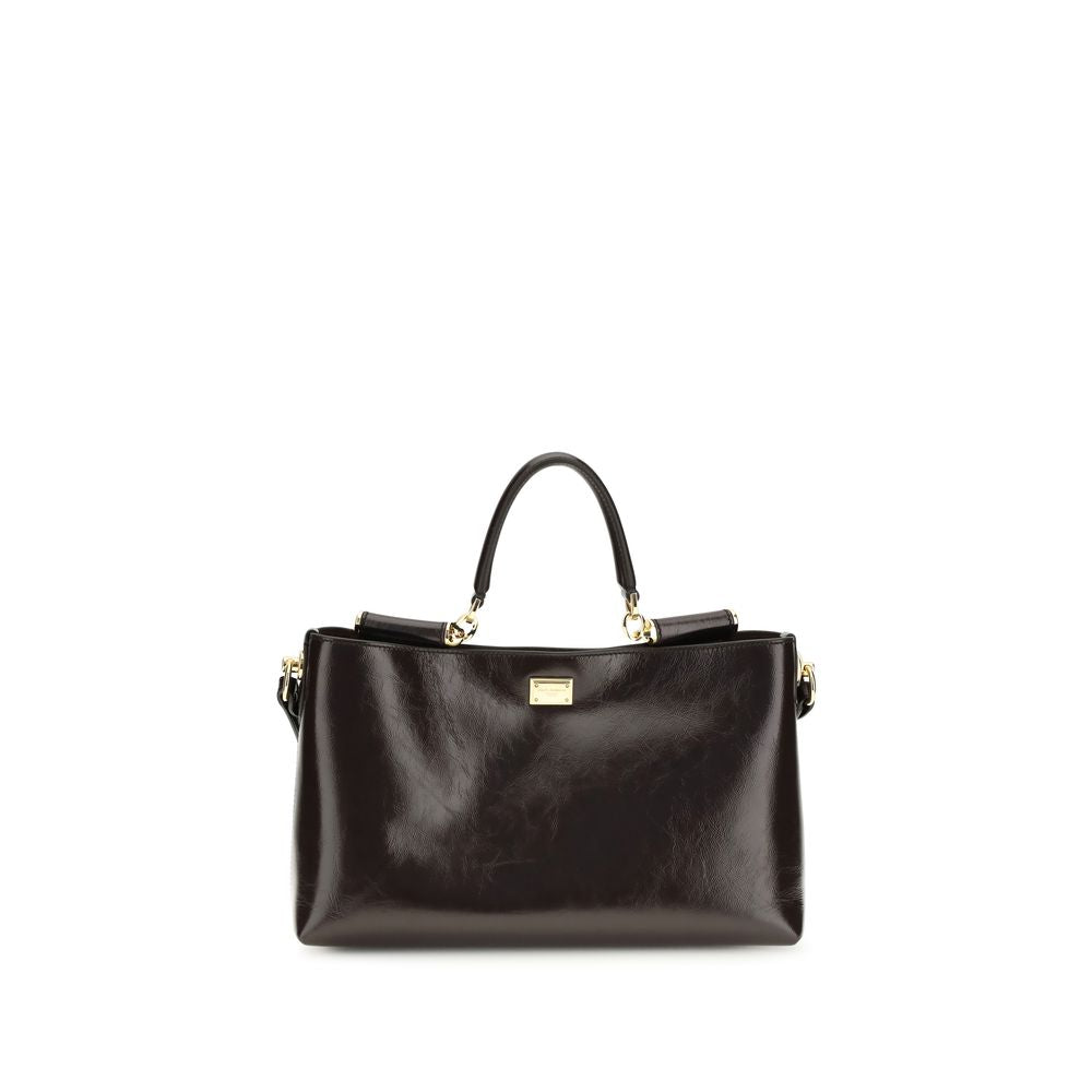Dolce & Gabbana Braune Kalbsleder Bos Taurus Handtasche-1