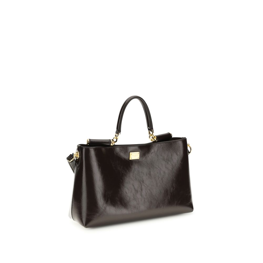 Dolce & Gabbana Braune Kalbsleder Bos Taurus Handtasche-2