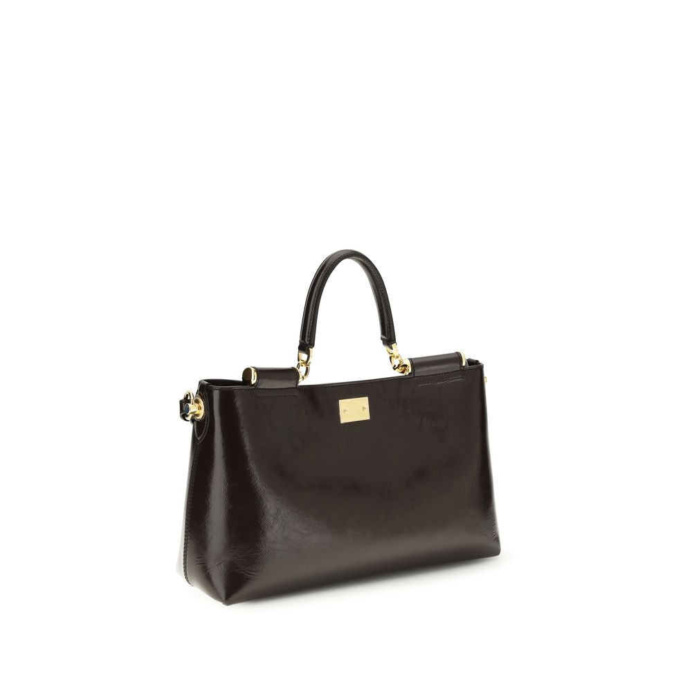 Dolce & Gabbana Braune Kalbsleder Bos Taurus Handtasche-3