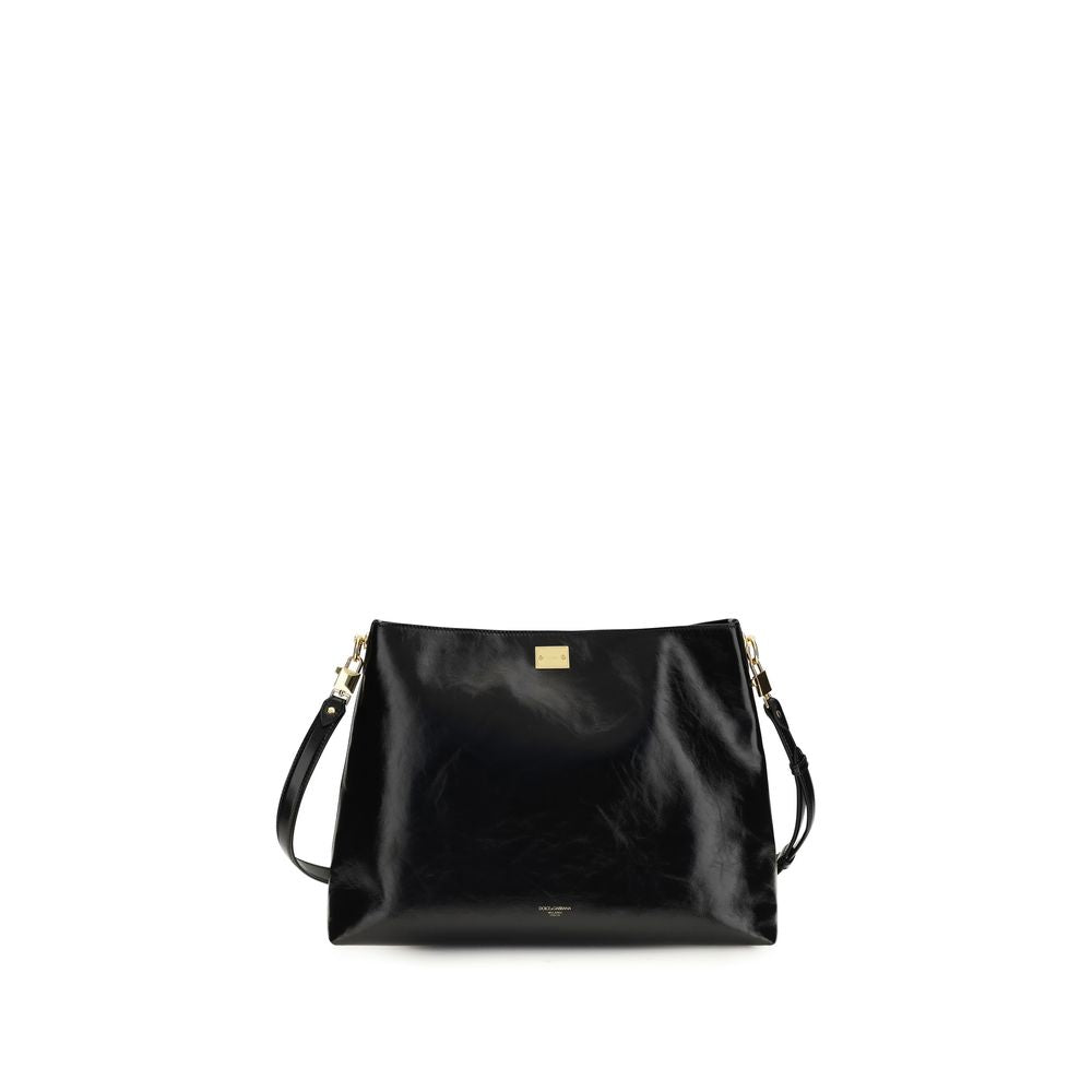 Dolce & Gabbana Schwarze Kalbsleder Bos Taurus Schultertasche-1