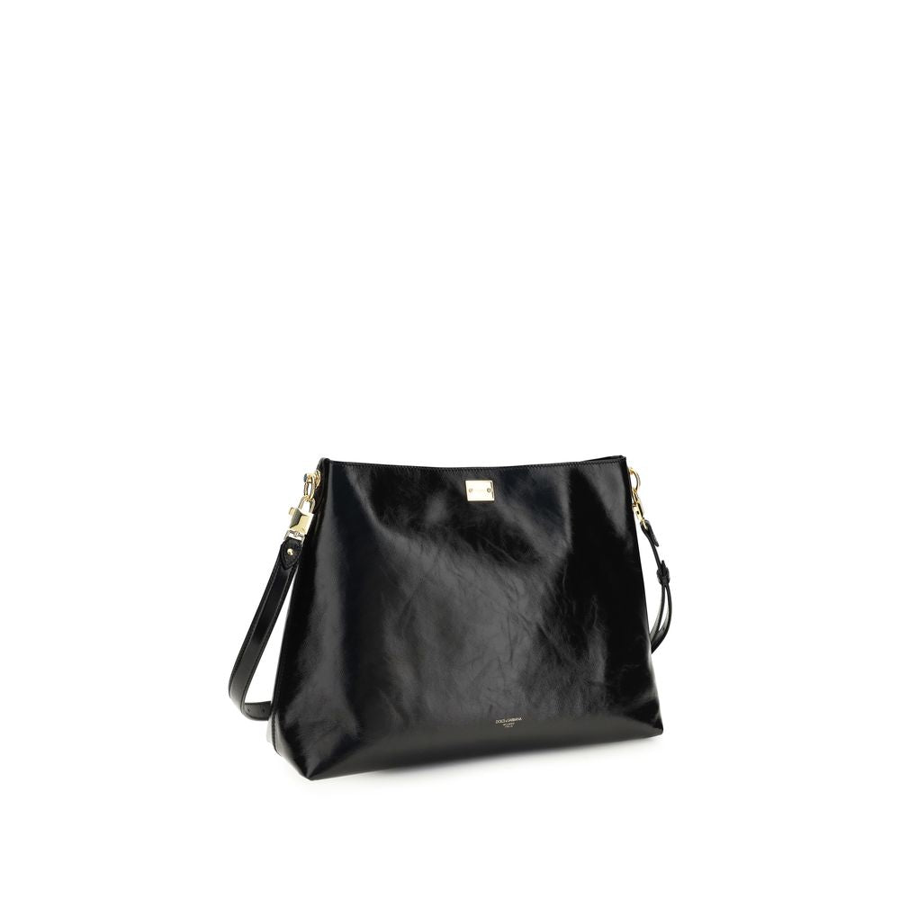 Dolce & Gabbana Schwarze Kalbsleder Bos Taurus Schultertasche-2