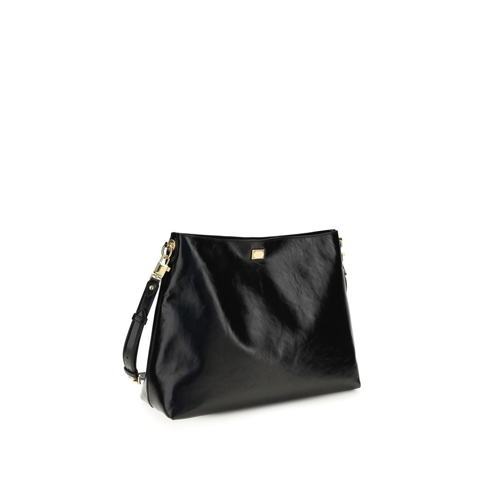 Dolce & Gabbana Schwarze Kalbsleder Bos Taurus Schultertasche-3