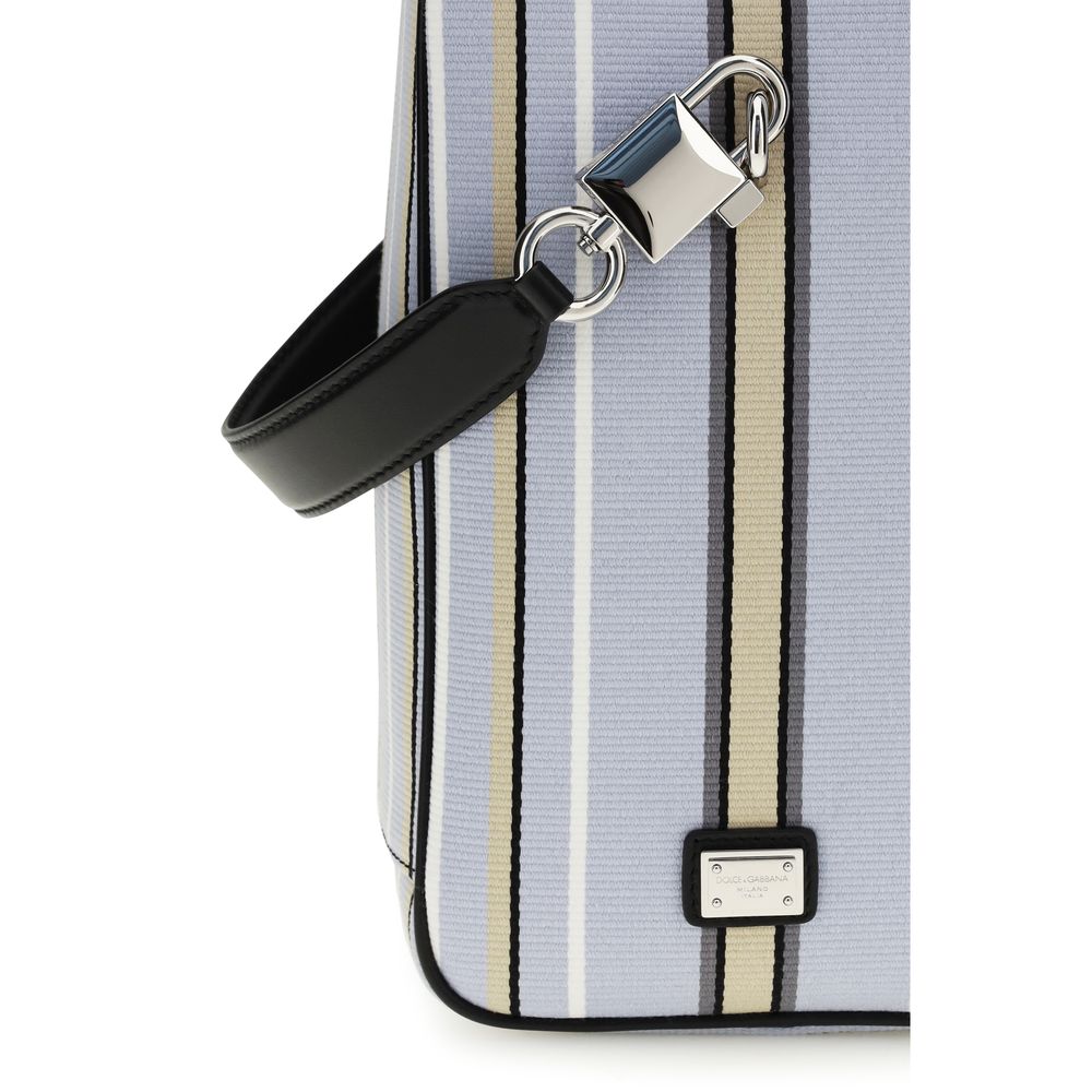 Dolce & Gabbana Blaue Baumwoll-Handtasche-4