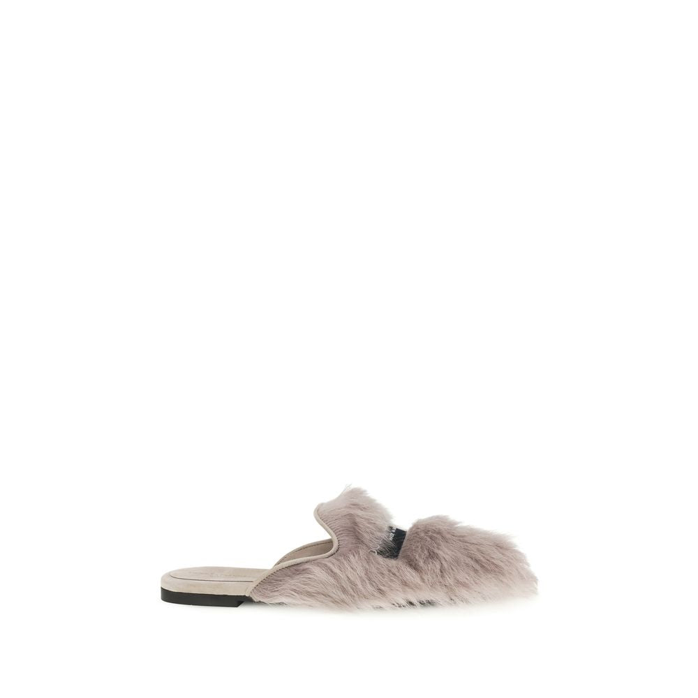 Dolce & Gabbana Gray Lamb Ovis Aries Aries Mules-1