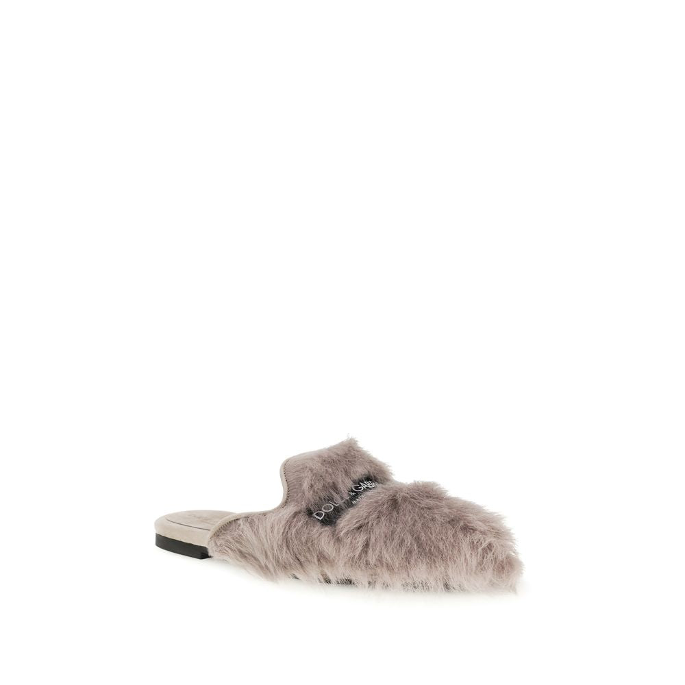 Dolce & Gabbana Gray Lamb Ovis Aries Aries Mules-2