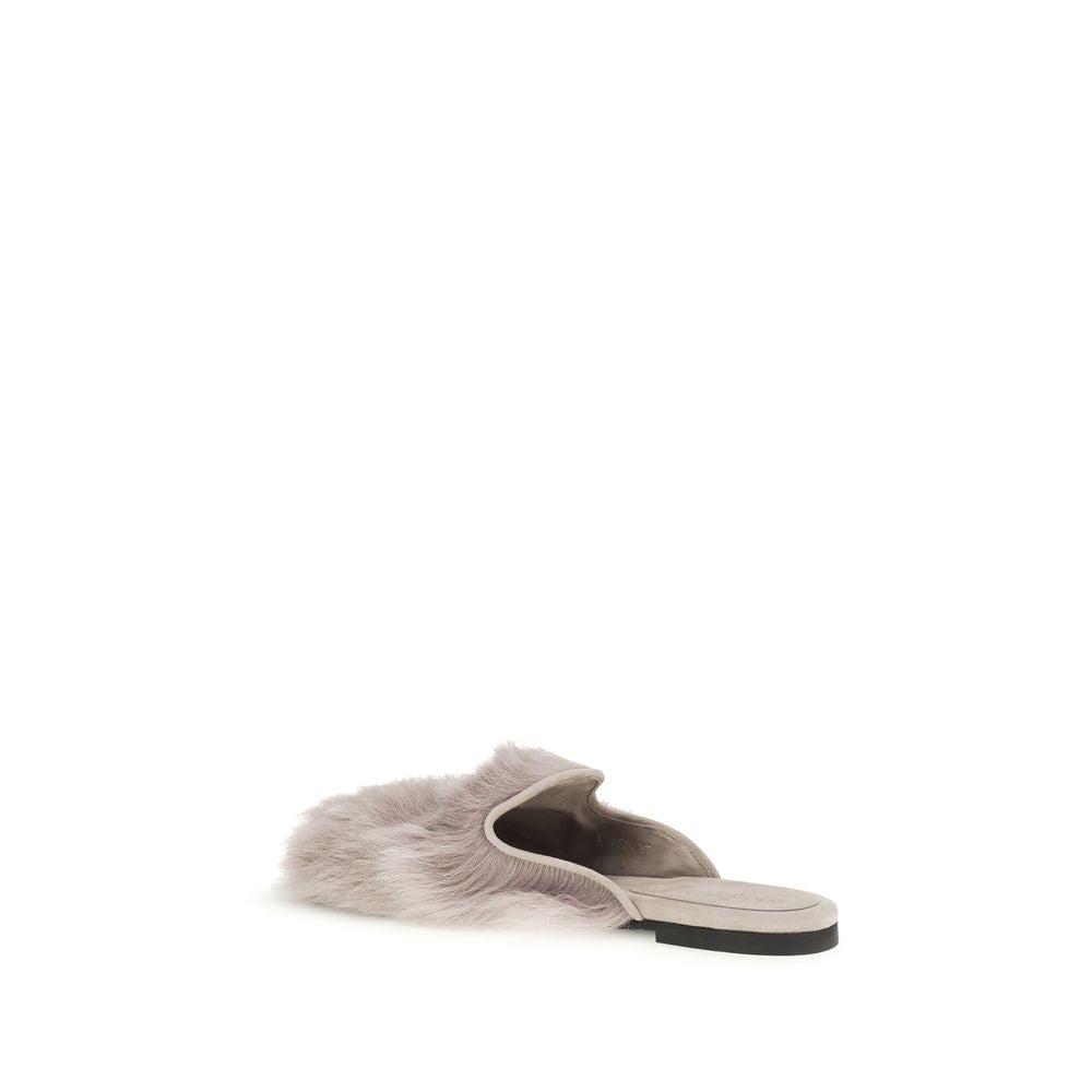 Dolce & Gabbana Gray Lamb Ovis Aries Aries Mules-3