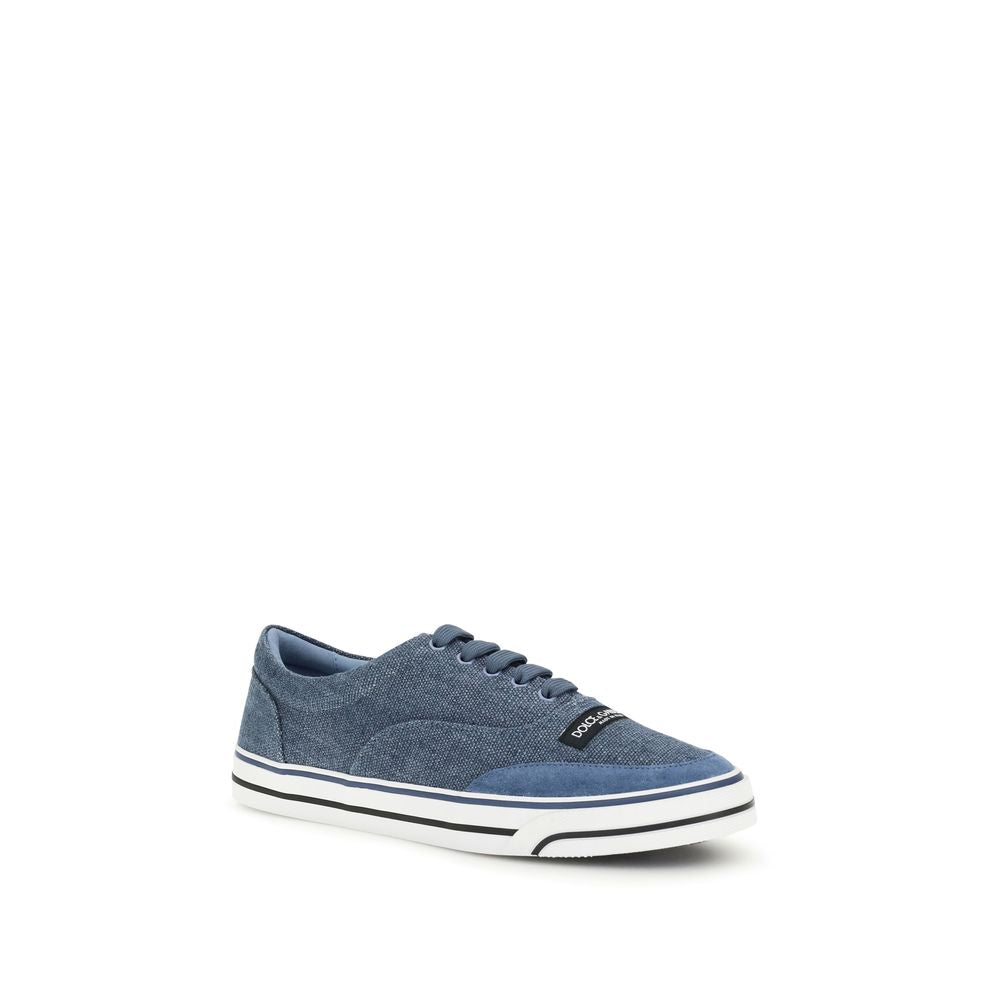Dolce & Gabbana Blaue Sneaker aus Leinen, Low-Top-2