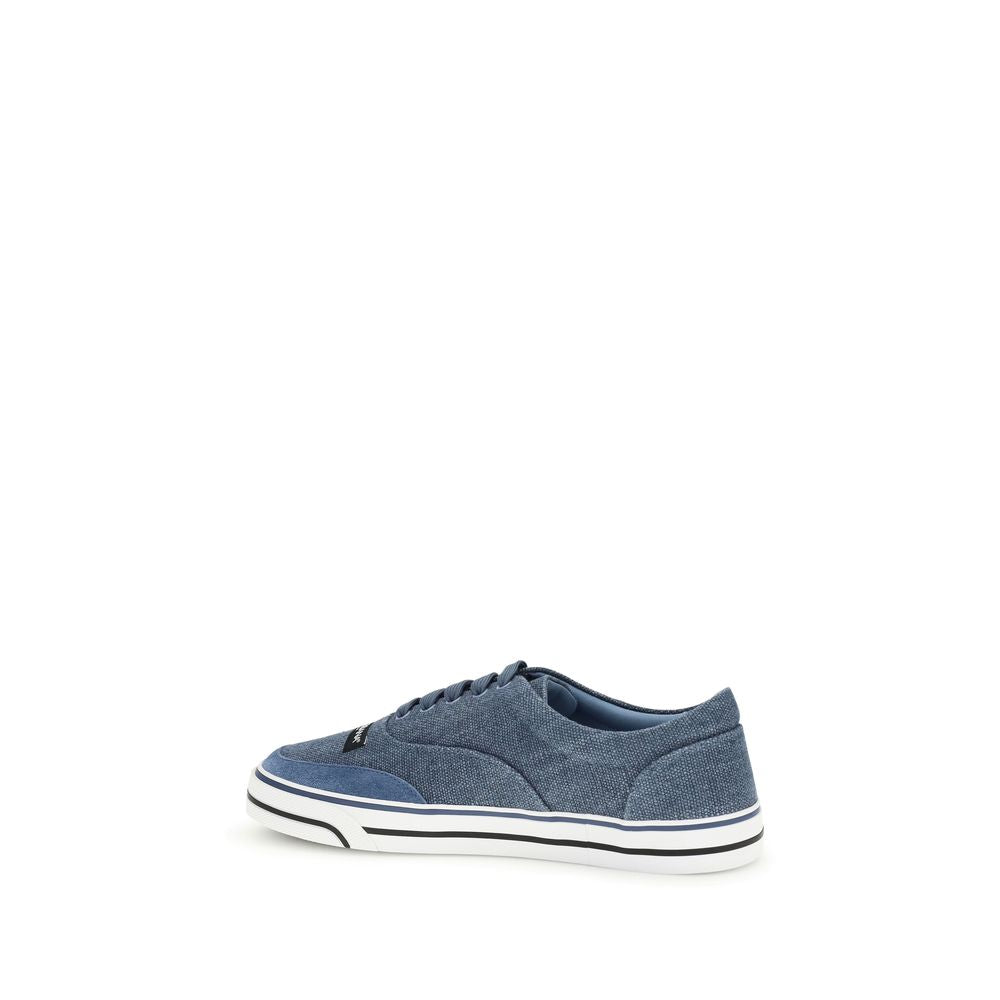 Dolce & Gabbana Blaue Sneaker aus Leinen, Low-Top-3