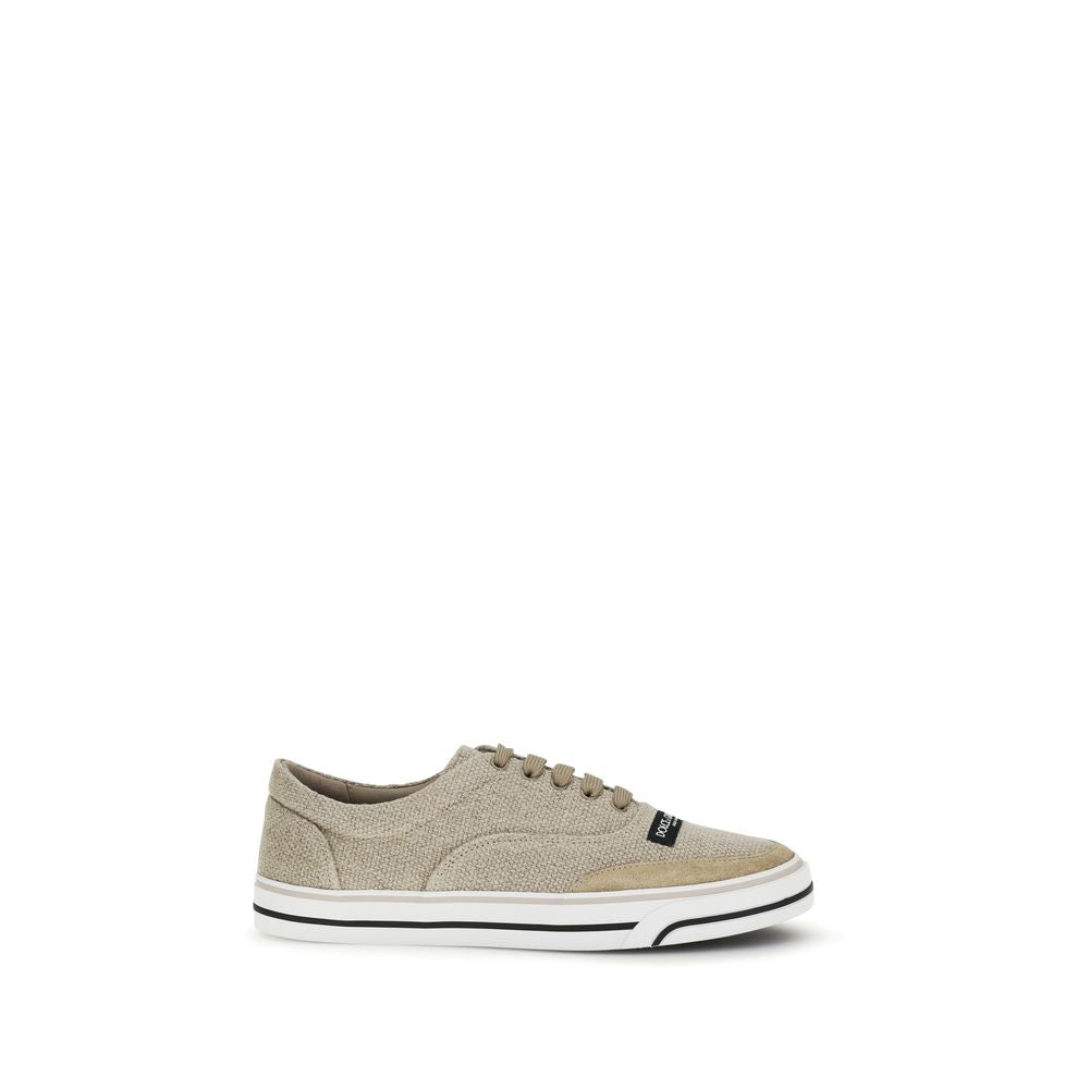 Dolce & Gabbana Beige Linen Low-Top Sneakers-1