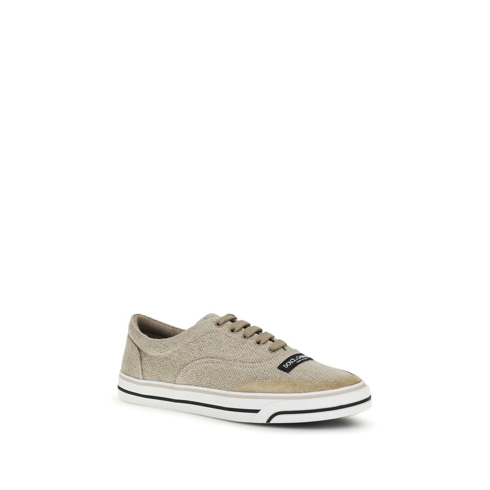 Dolce & Gabbana Beige Linen Low-Top Sneakers-2