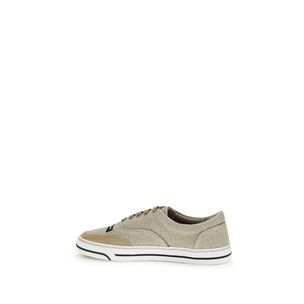 Dolce & Gabbana Beige Linen Low-Top Sneakers-3