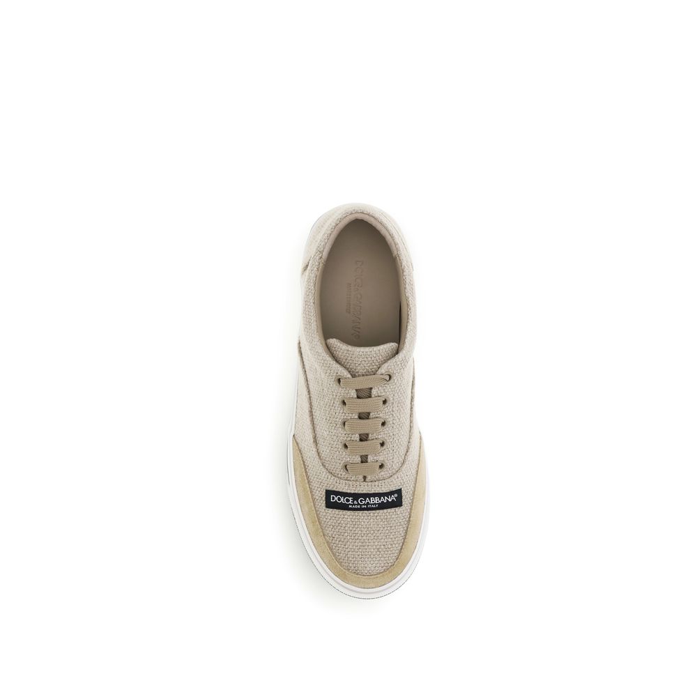Dolce & Gabbana Beige Linen Low-Top Sneakers-4