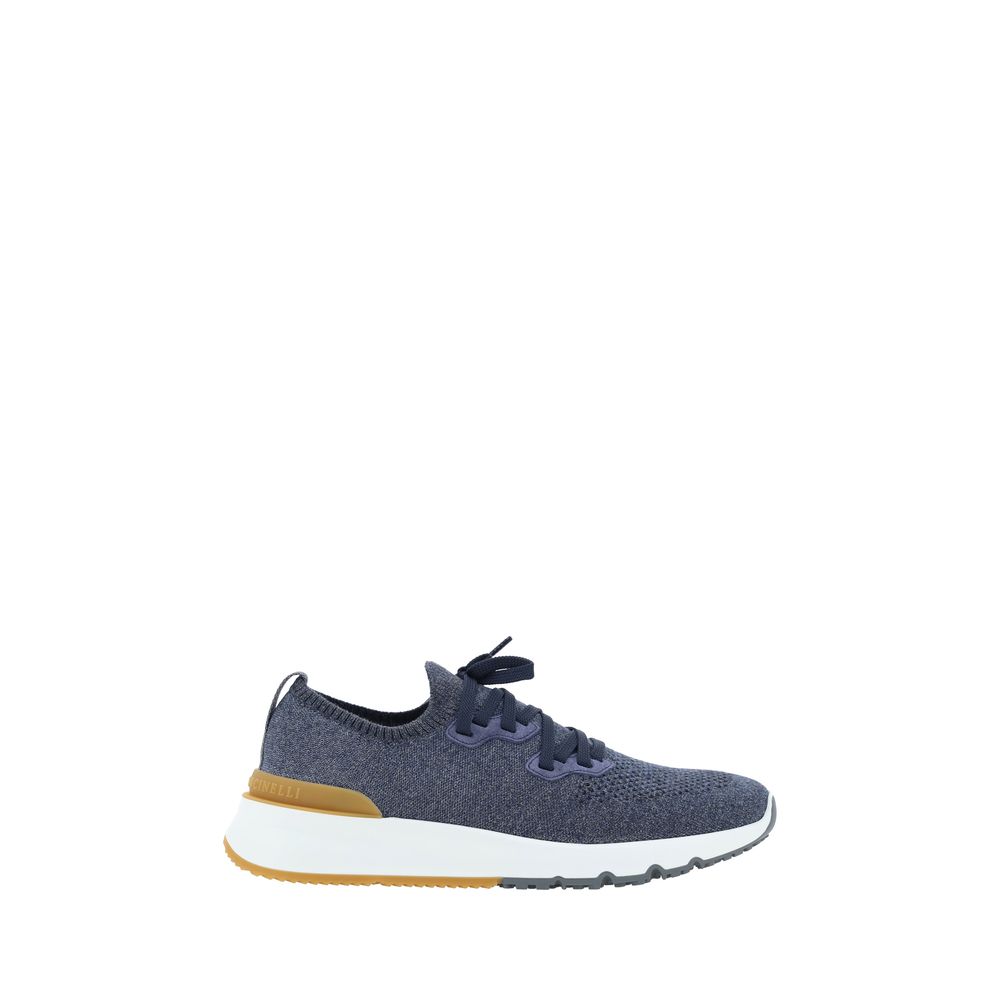 Brunello Cucinelli Blaue Baumwoll-Sneaker im Athletic-Stil-1