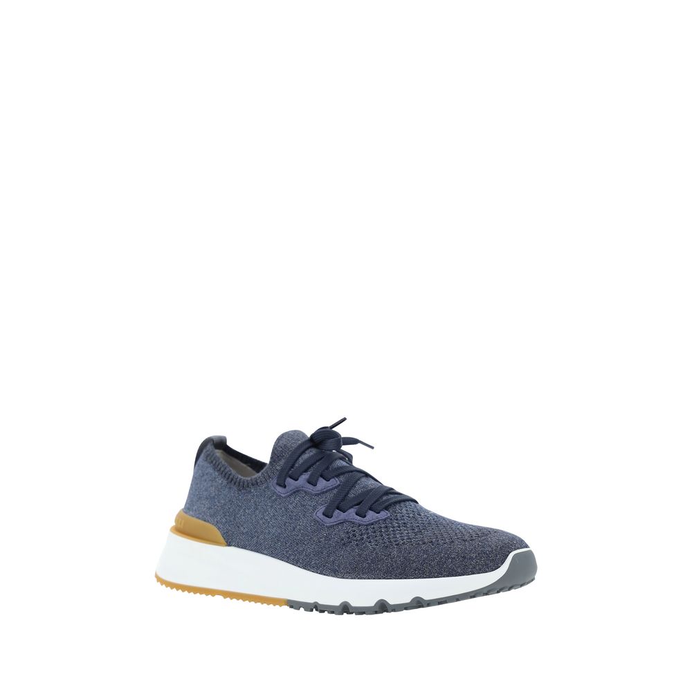 Brunello Cucinelli Blaue Baumwoll-Sneaker im Athletic-Stil-2