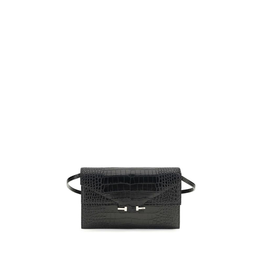 Tom Ford Schwarze Bos Taurus Kalbsleder Schultertasche-1