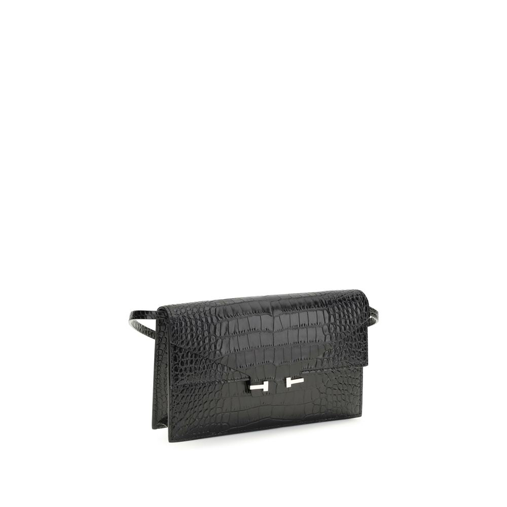 Tom Ford Schwarze Bos Taurus Kalbsleder Schultertasche-2
