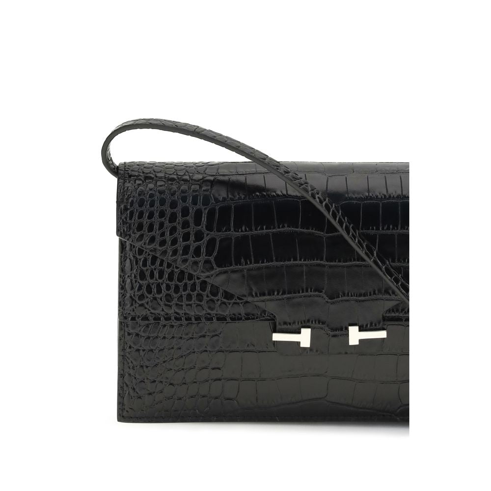 Tom Ford Schwarze Bos Taurus Kalbsleder Schultertasche-4
