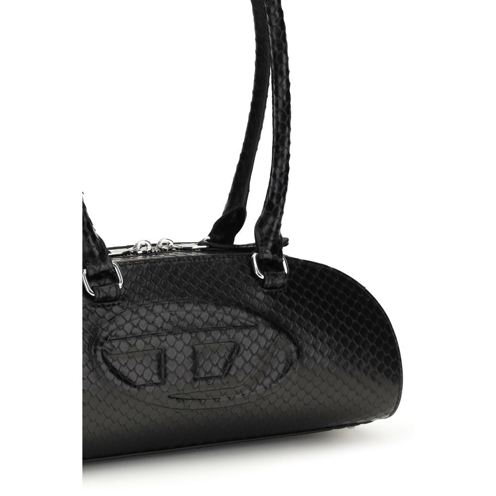 Diesel Schwarze Bos Taurus Kalbsleder Schultertasche-4