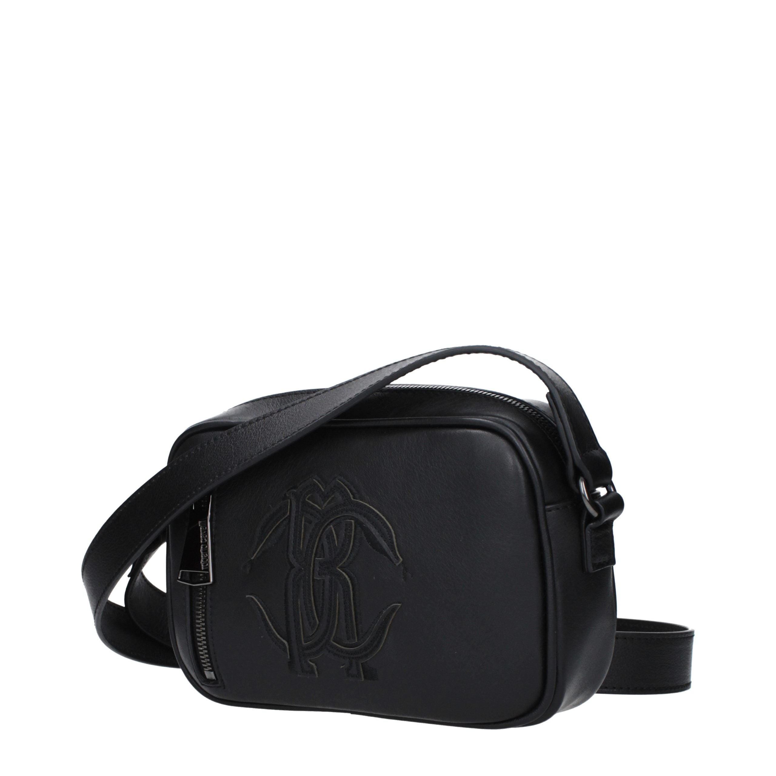 Roberto Cavalli Schwarze Leder Umhängetasche-2