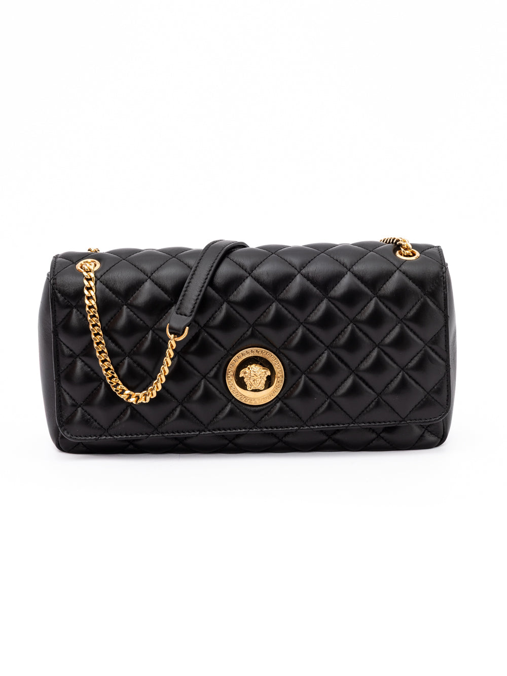 Versace Schwarze gesteppte Leder-Umhängetasche-1