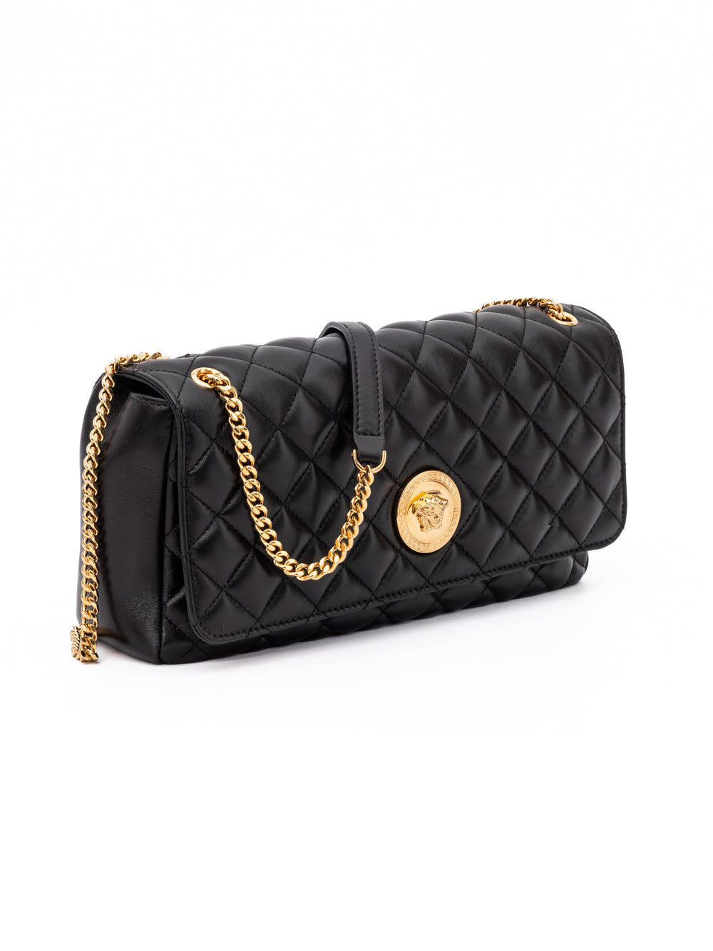 Versace Schwarze gesteppte Leder-Umhängetasche-2