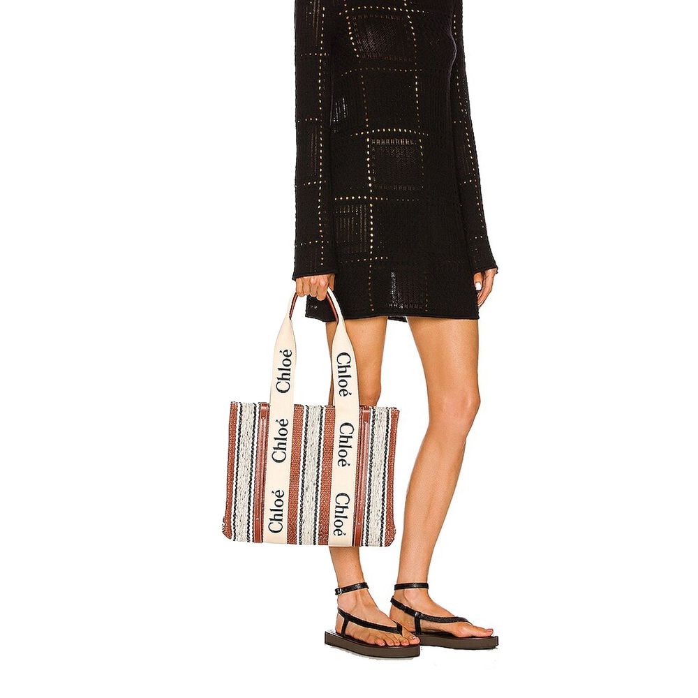 Chloé Braune Leinentragetasche-4