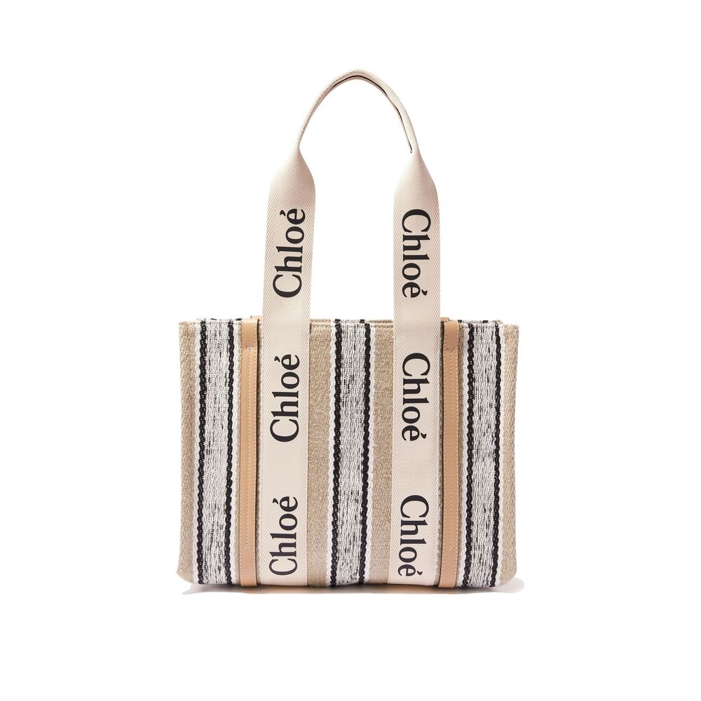 Chloé Beige Leinen-Tragetasche-1