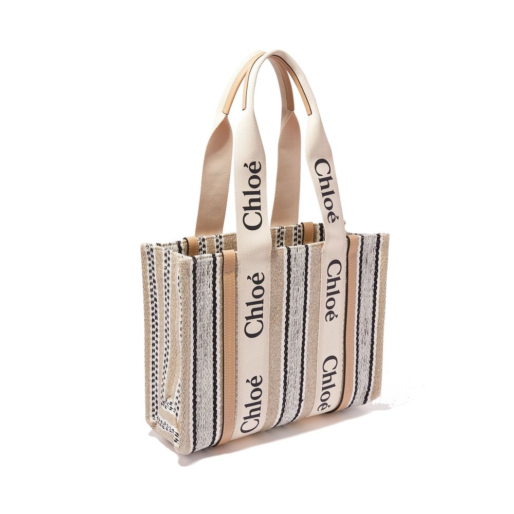 Chloé Beige Leinen-Tragetasche-2